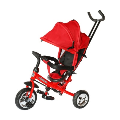 Велосипед трёхколёсный с родительской ручкой Velobibi Меркурий ВЛ-0867 красный 01